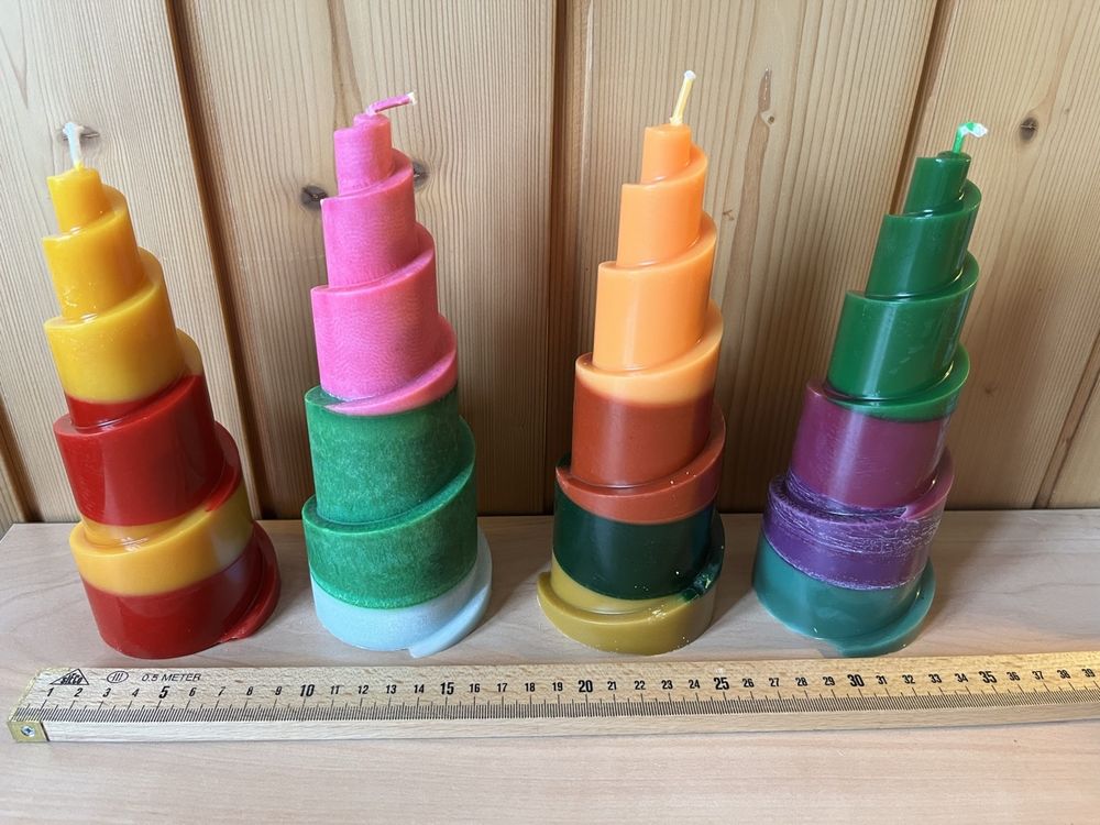 M.Kritzinger's XXL Kerze Mittelfinger - 4 Stück 9x18cm Grüne Festtags-Kerzen Unparfümiert