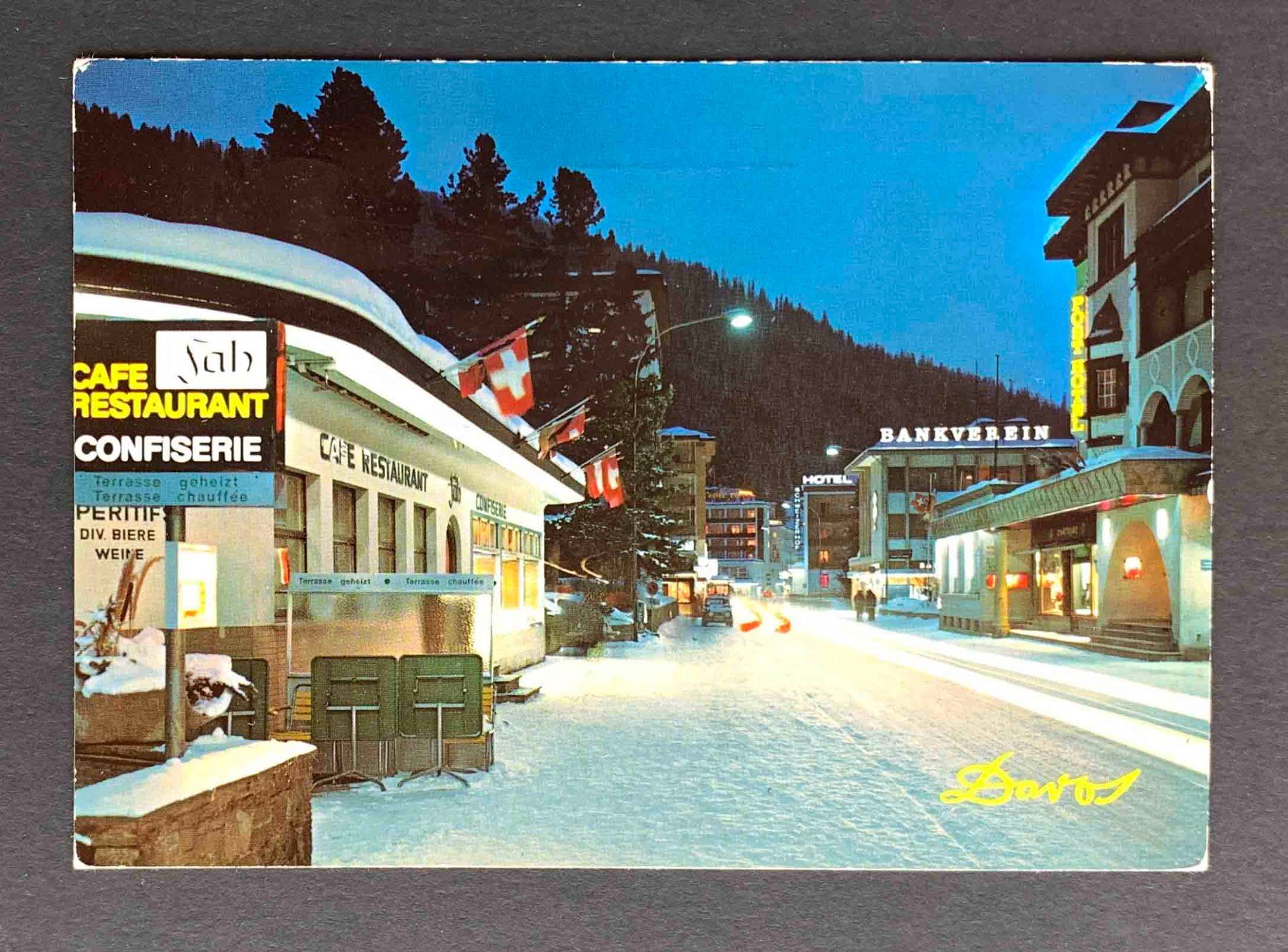 Cartoline postali: AK DAVOS Die nächtliche Promenade – Usato da Goldau venduto da artelier1