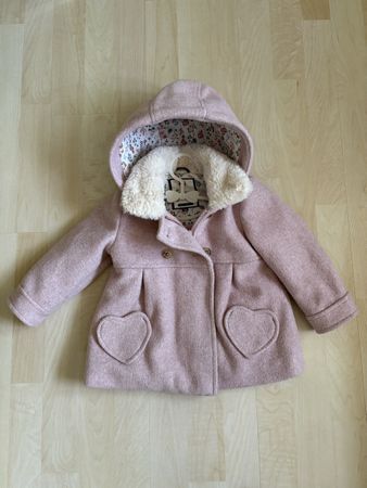 Mädchen Mantel rosa mit Kapuze, Gr. 80