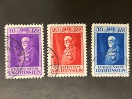 Liechtenstein gestempelt, Mi 122-24, Serie Franz I, KP 180.-