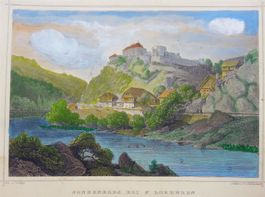 Stahlstich, Sonnenberg bei St. Lorenzen (Südtirol), um 1850