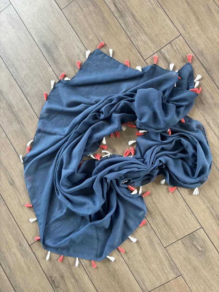 Foulard & Sciarpe: Made in Greece_Blue Scarf with Tassels – Usato da St-George venduto da elena27 3