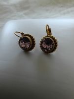 Gold tone earrings (not gold, golden) with pink stone new 