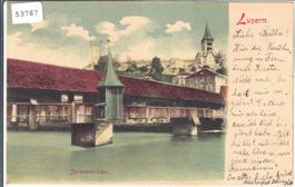 Gruss aus Luzern - Spreuerbrücke - coloriert