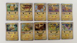 10 Pokemon Karten Pikachu Set 30th EN