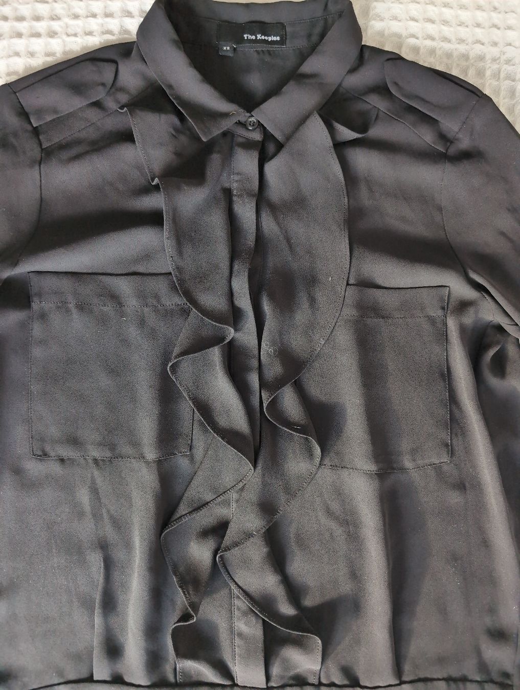 Kooples Camicette: The Kooples Black Ruffle Blouse - XS - Polyester – Usato da Glis venduto da livespringly 1