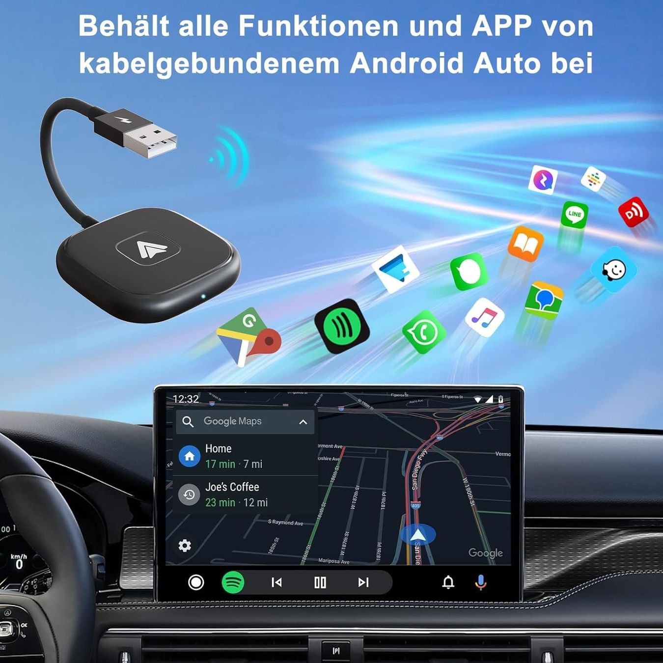 Unità & Adattatore: Android Auto Wireless Adapter, für Autos mit kabelgebundenes – Nuovo (secondo la descrizione) da Ostermundigen venduto da Dave36 1
