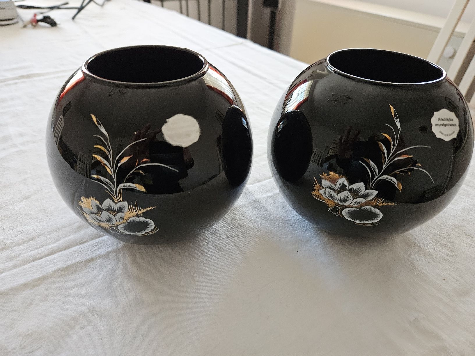 Vasi & Recipienti: 2 elegante schwarze Vasen, handbemalt – Usato da Wädenswil venduto da Jsi.Z01
