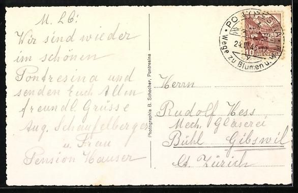 Cartoline postali: Pontresina, Ortsansicht aus der Vogelper – Usato da Berlin venduto da bartko-reher 1