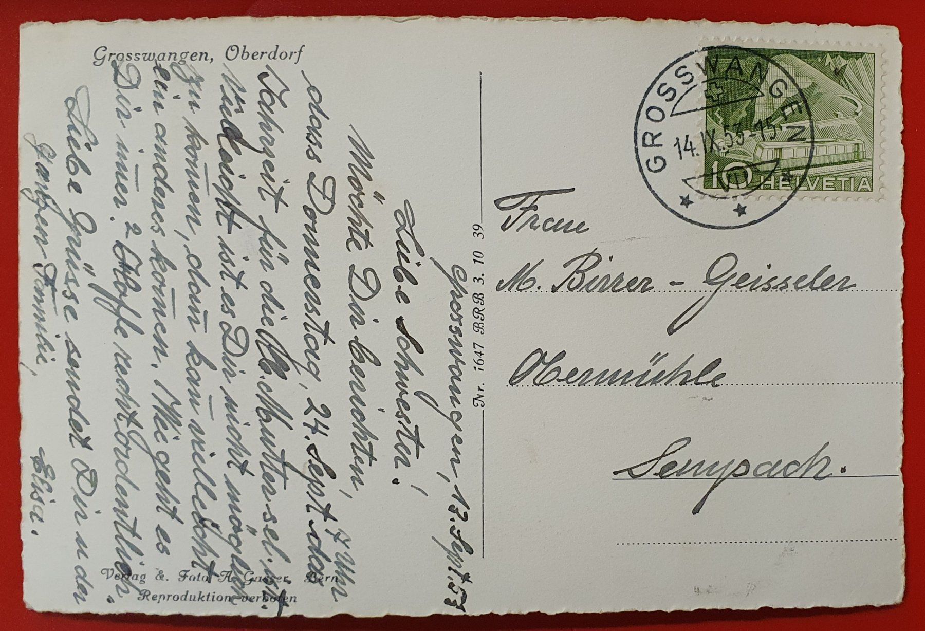 Cartoline postali: Grosswangen 1953 - Oberdorf – Usato da Kreuzlingen venduto da Rschweiz1 1