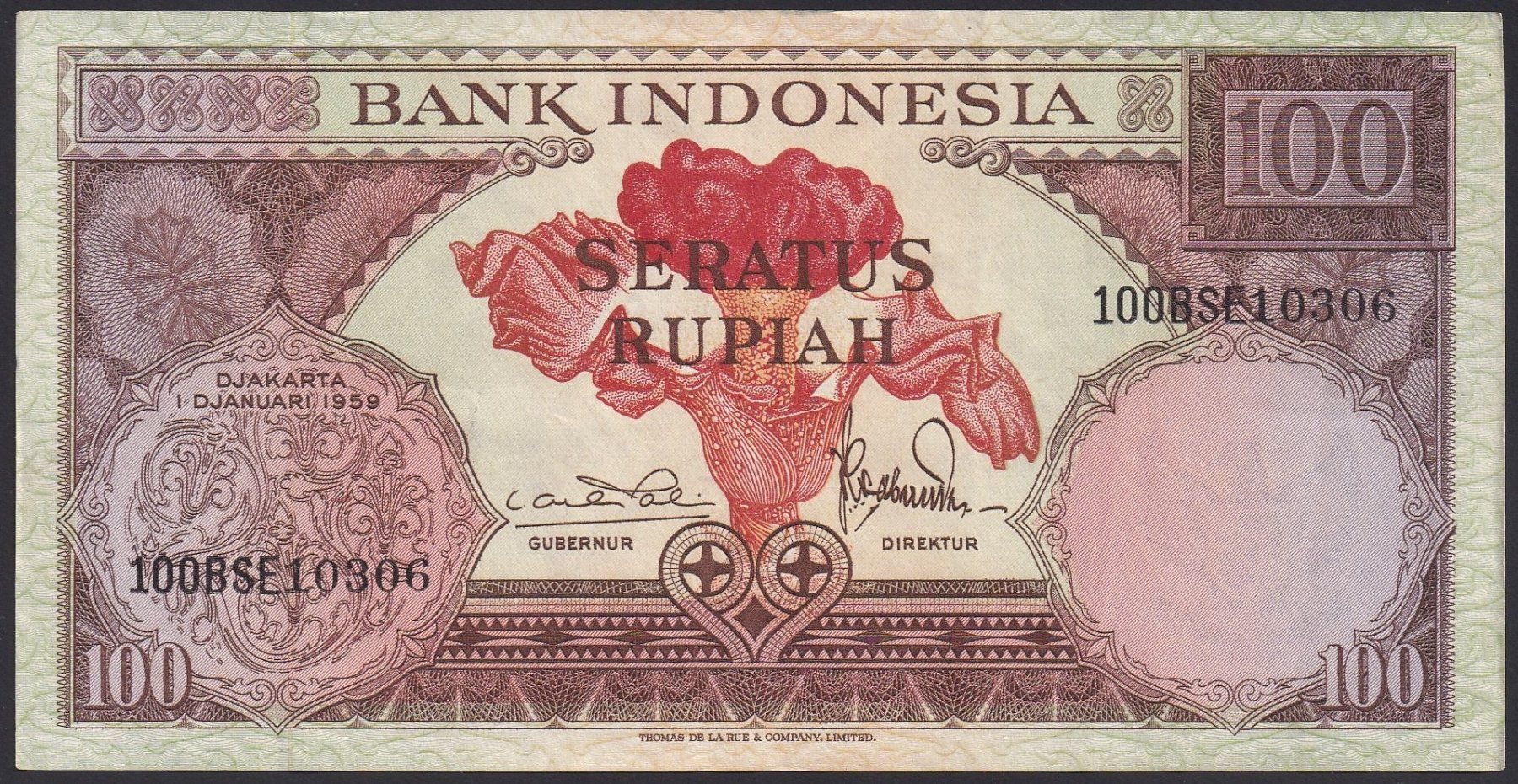 Banconote: Indonesien 100 Rupiah 1959 – Usato da Brugg AG venduto da banknoten_muesli