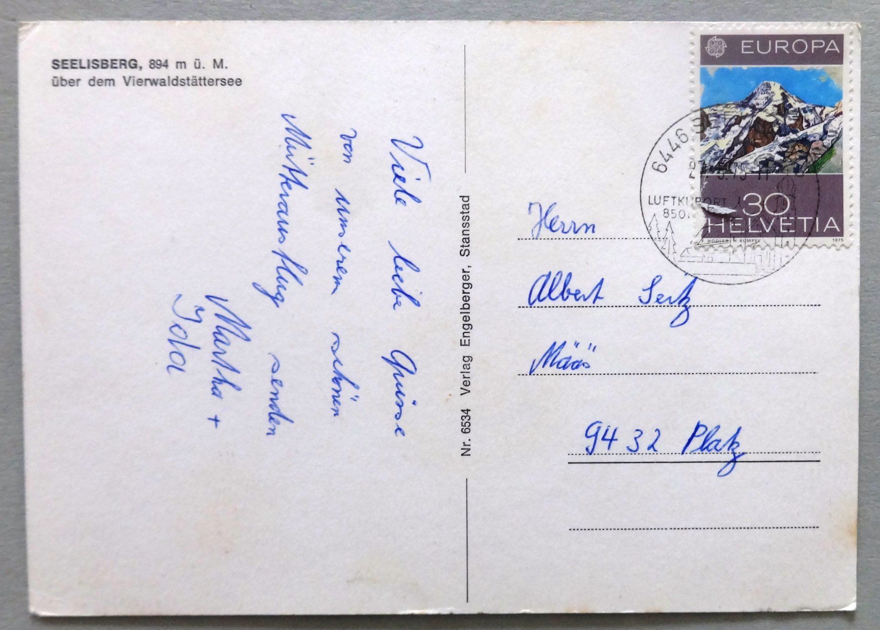 Cartoline postali: Seelisberg 894 m ü.M. – Usato da Fétigny venduto da Billy2miny 1