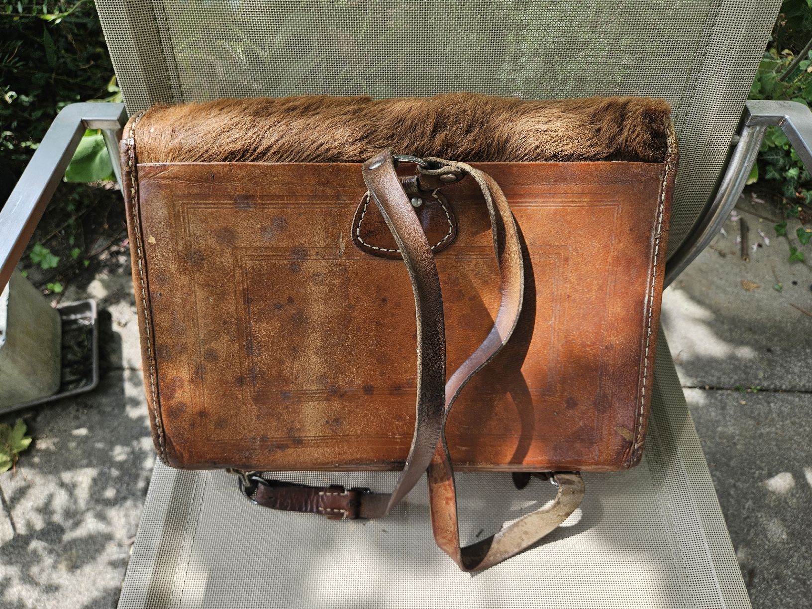 Sacs à dos: sgeräumiger Schulrucksack, antik. Kuhfell, Lederll. – D'occasion à Seon par viola73sunny 1