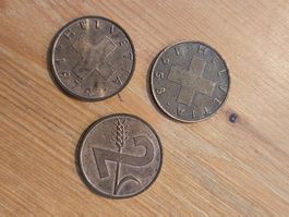3 mal 2 Rp. Stück Schweiz 1974 und 1958