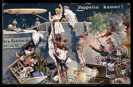 Künstler A. Thiele: Zeppelin kommt, Wit