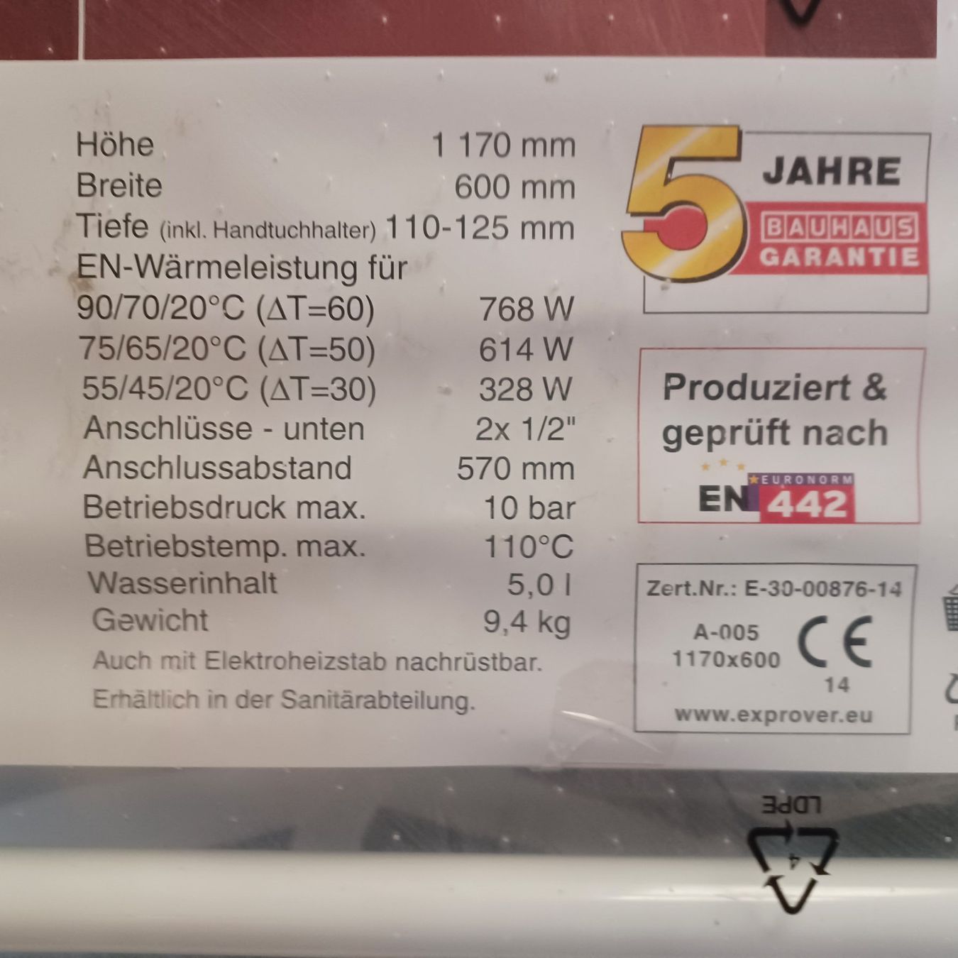 Radiatori: 1 neuer Badezimmer-Heizkörper – Nuovo e nell'imballaggio originale da Reigoldswil venduto da Stabilo010 1