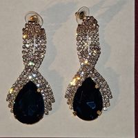 Boucles d'oreilles pendantes bleu strass occasion