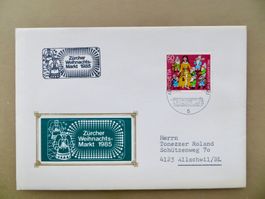 Gelaufener Sonderbrief Zürcher Weihnachtsmarkt 1985