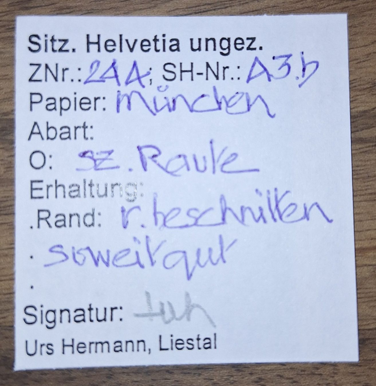 Tutti i francobolli: Strubel 24A3.b mit Befund Kat. 240.- – Usato da Balgach venduto da SIMEON27 2