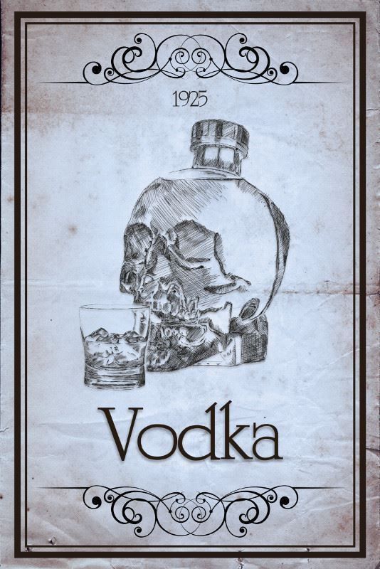 Insegne: Blechschild-VODKA 1925-BRAUN-GRAU – Nuovo e nell'imballaggio originale da Rupperswil venduto da big-one-sale