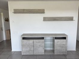 Möbel-Set in Betonoptik (2x Sideboards, 2x Wandregale)