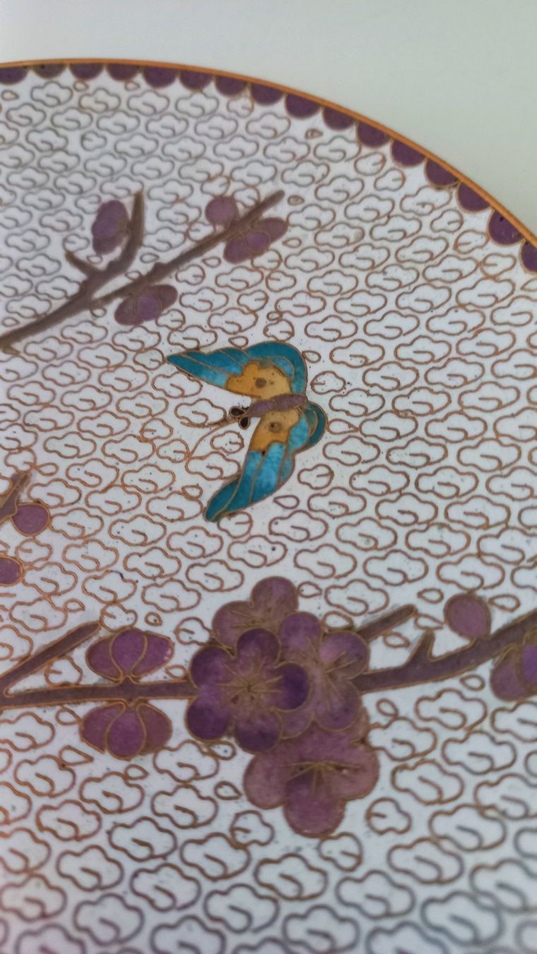 Piatti: Cloisonné Teller weiss, China – Usato da Bévilard venduto da Orscha 5