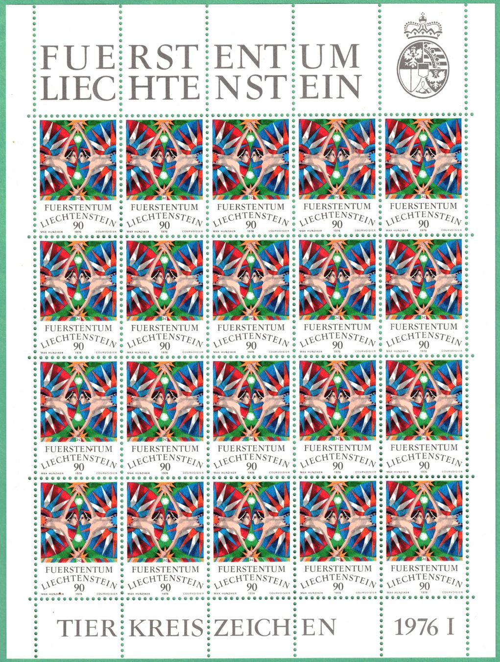 Tutti i francobolli: Kleinbogen  Tierkreiszeichen I   1976     postfrisch – Nuovo (secondo la descrizione) da Mellingen venduto da Ginger