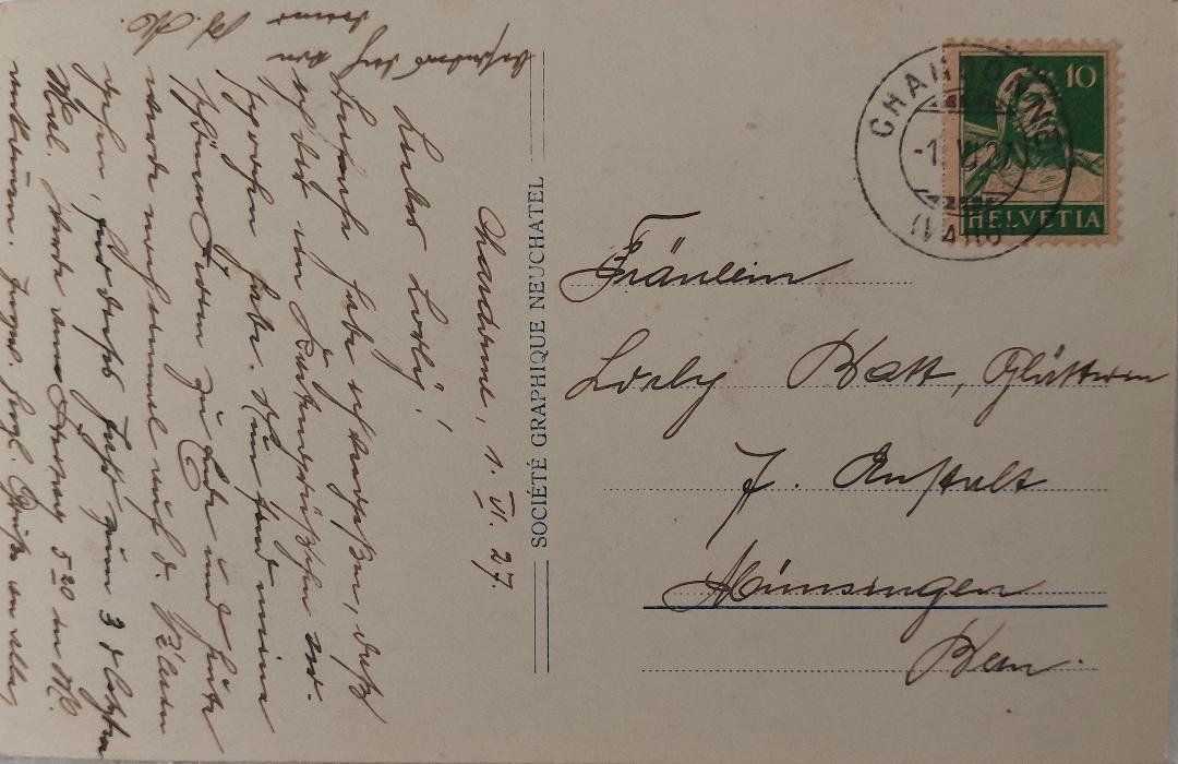 Cartoline postali: CHARDONNE et vue sur Vevey - 1927 – Usato da Delémont venduto da Domdom1 1
