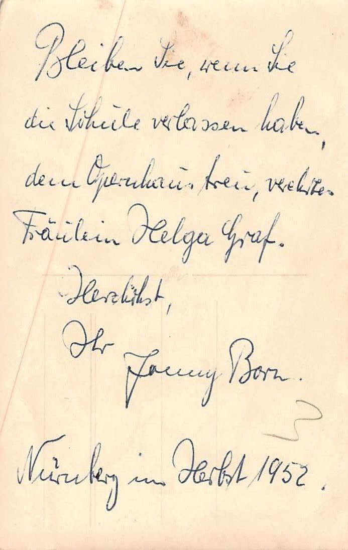 Autografi: Jonny BORN - OPERN-Star mit Widmung 1952 – Usato da Lufingen venduto da Rac0 1