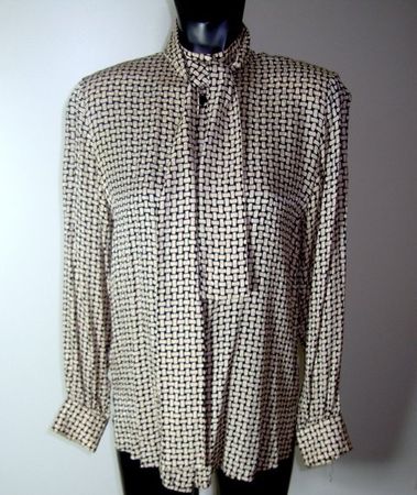 Bluse von STURZENEGGER 100% Seide schwarz-beige Gr. 36