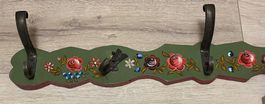 Garderobe mit 5 Haken Bauernmalerei florales Motiv GRBW