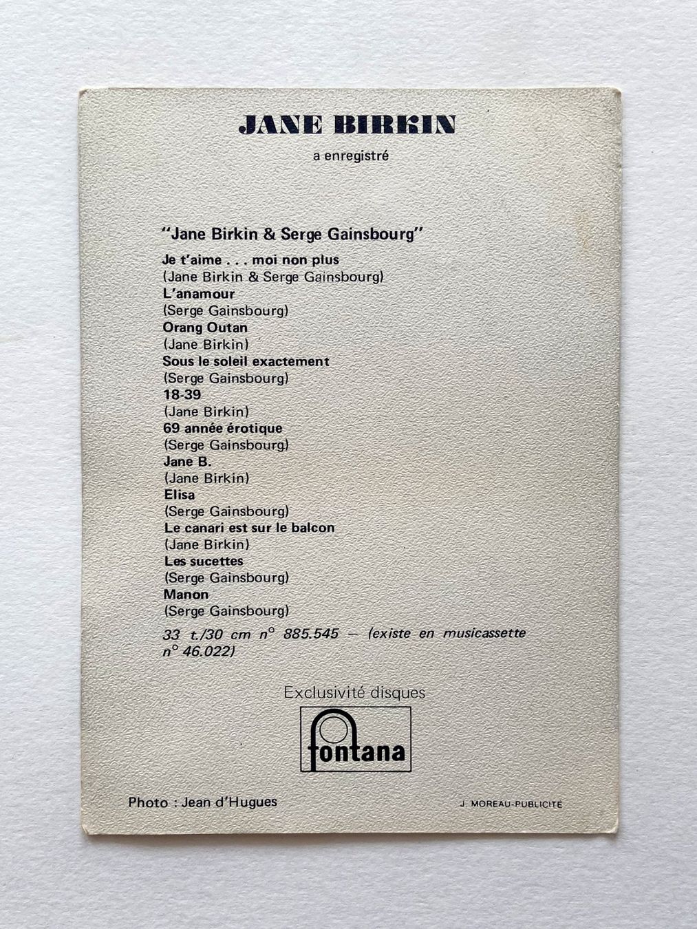 Autografi: Jane Birkin. Autogrammkarten. 1969 Handsigniert. RARE – Usato da Zürich venduto da Tulsa1968 2