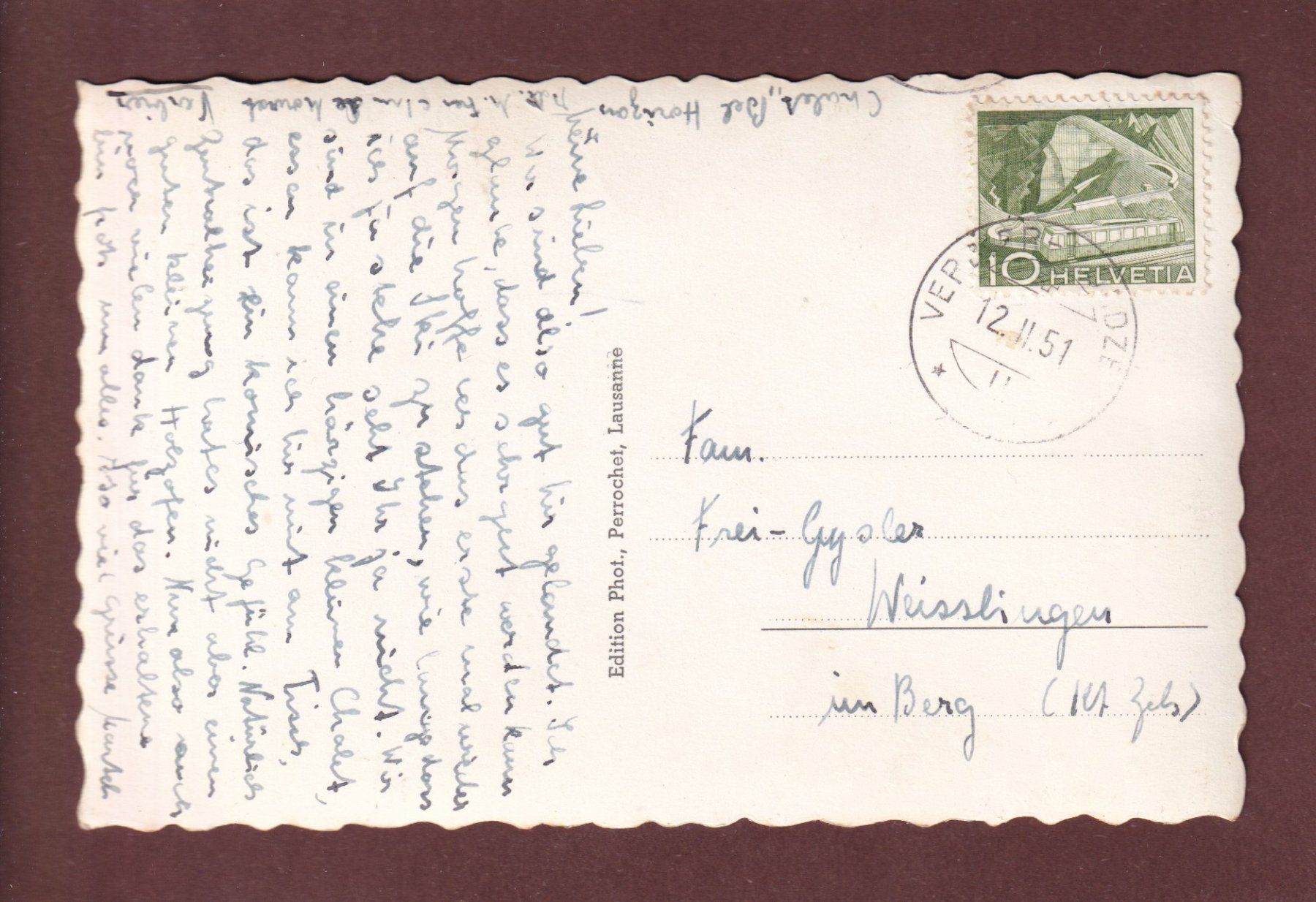 Ansichtskarten: COL DE MEDRAN - 1951 – Gebraucht aus Pully von nicecards-shop 1