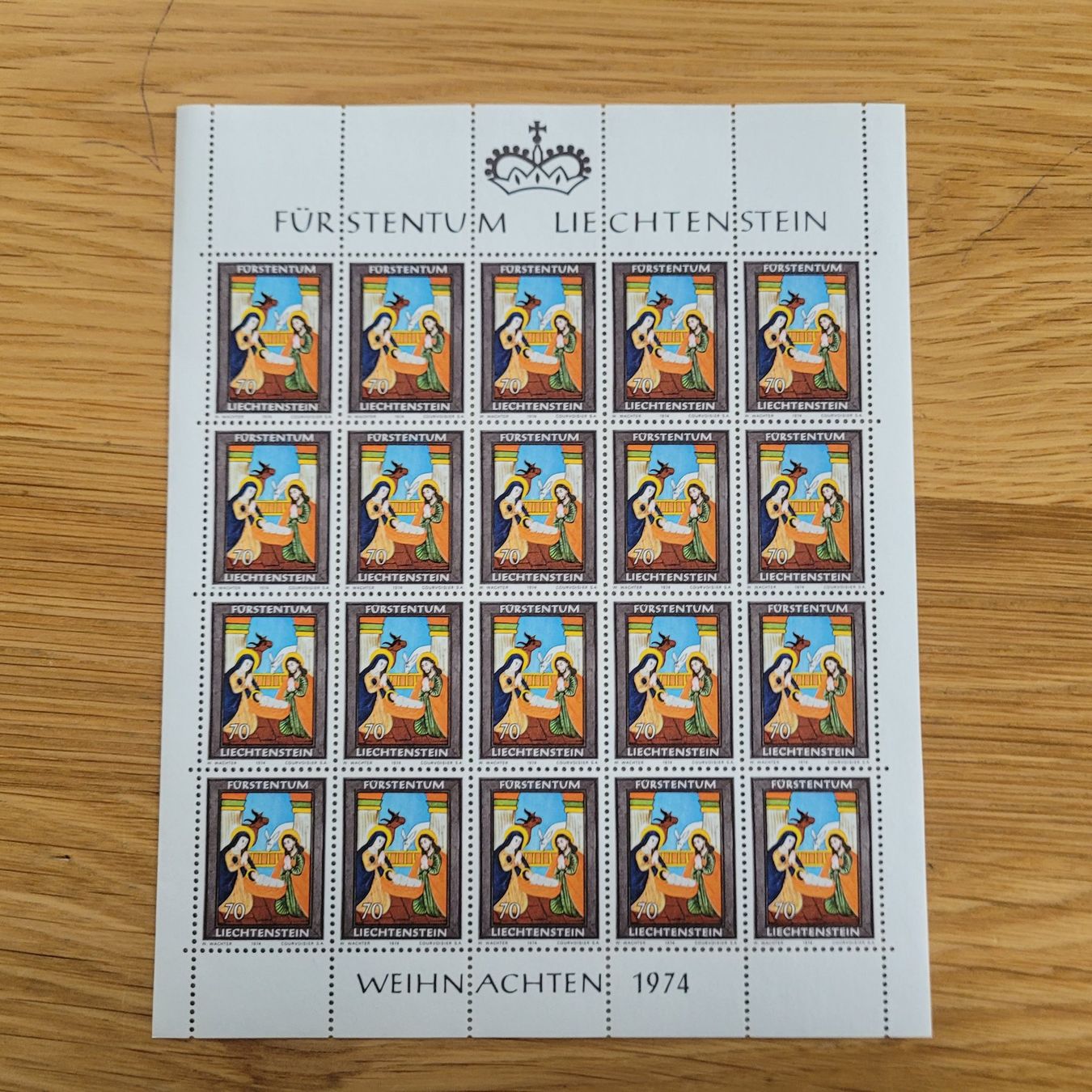 Tutti i francobolli: Kleinbogen Liechtenstein 1974 – Usato da Biel/Bienne venduto da Destockweb