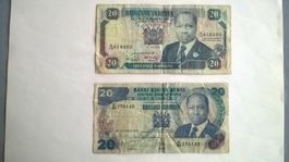 Lot Billet Kenya 2 pces 20 Shillings série 81/87et 88/92 BE