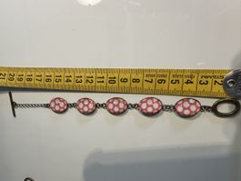 Armbandkette handmade vintage in rosa und weiss