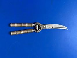 Ciseaux à volaille vintage avec manche en étain, inox