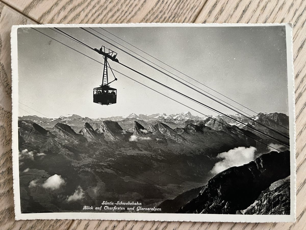 Cartoline postali: AK Säntis-Schwebebahn ( gel 1946) – Usato da Romanshorn venduto da Apfelschuss