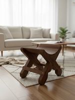 Massivholz Hocker geschwungene Sitzfläche