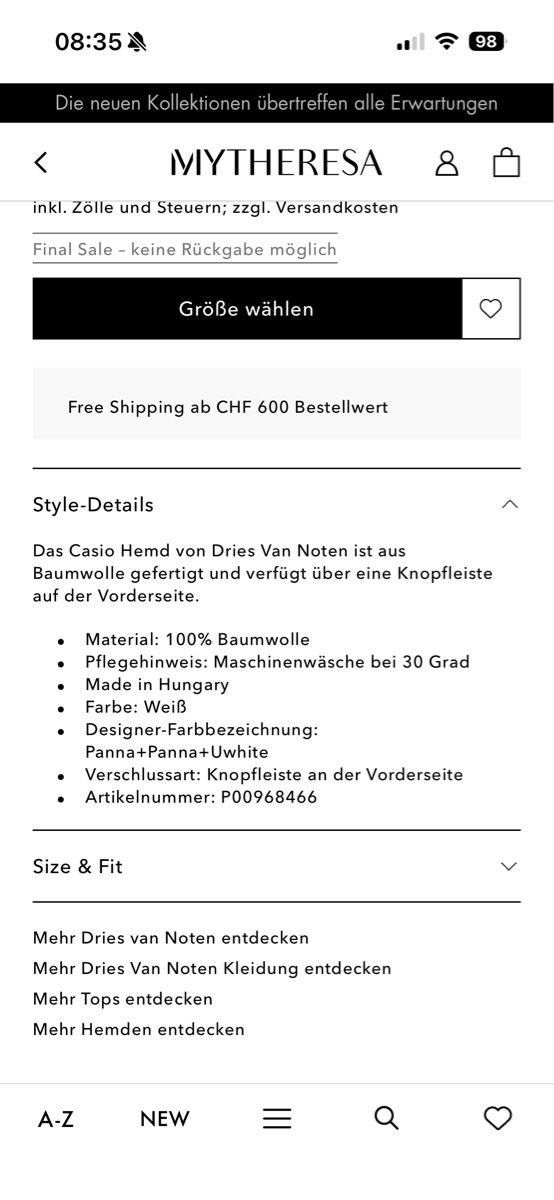 Chemisiers: Dries van noten casio Hemd size small – D'occasion à Zürich par ritzo1 9