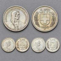 3 Schweizer Silber-Fünfliber – 1933 / 1939 / 1953 Konvolut