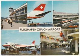 AK Flughafen Zürich mit Swissair Boeing-747B
