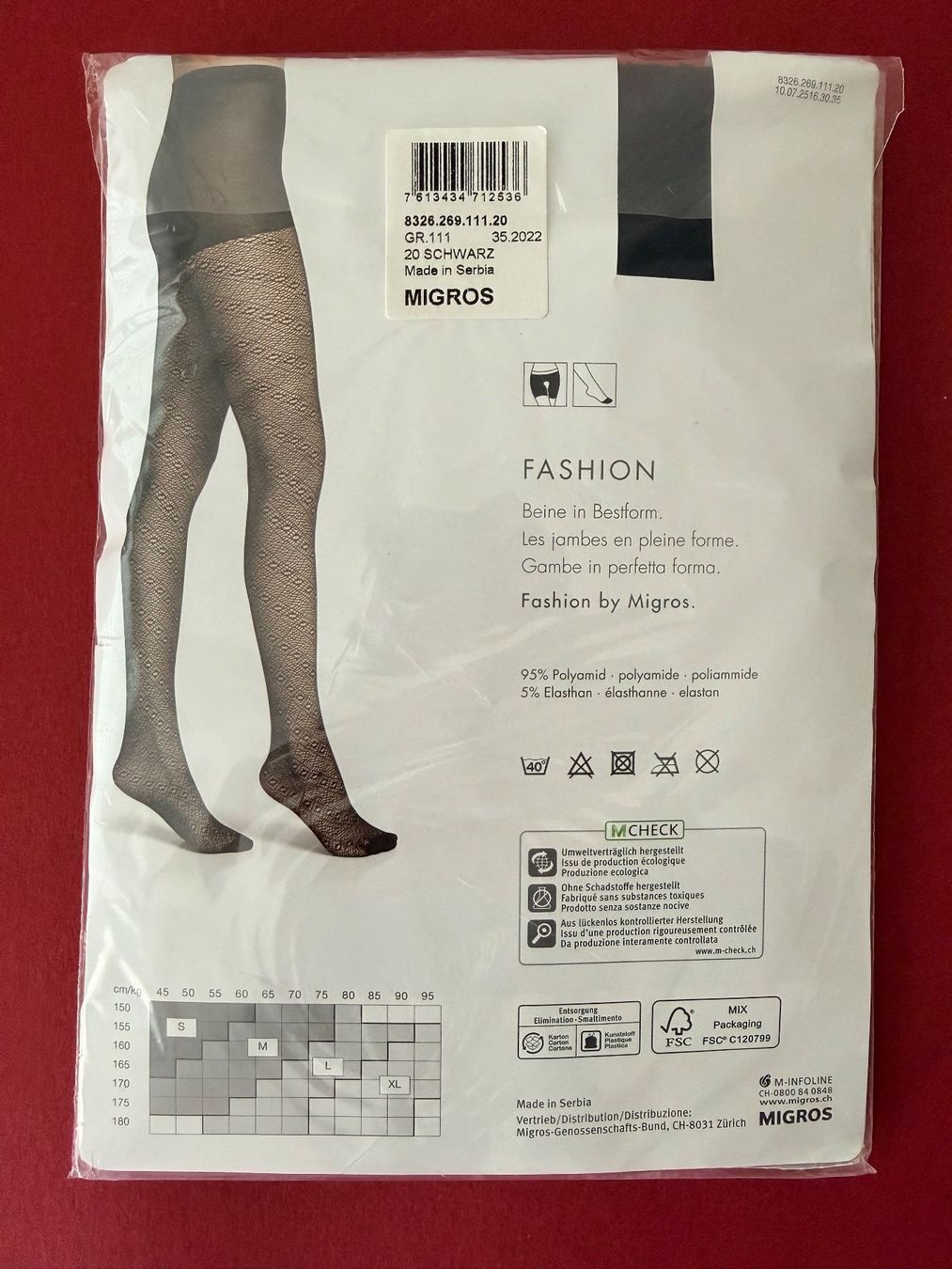 Migros Strümpfe & Strumpfhosen: MIGROS, Strumpfhose Fashion, Grösse S, Schwarz/Netzstruktur – Neu und originalverpackt aus Rudolfstetten von gst_g7xl 2