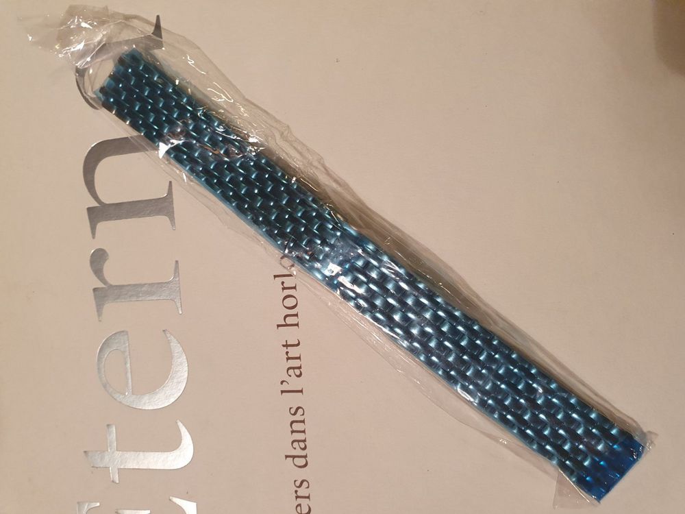 Bracelet Montre ETERNA En Cuir Crocodile Véritable Bleu - Largeur 14 Mm - Neuf Jamais Posé