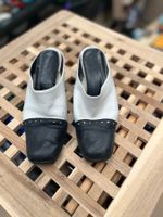 Black White Sandalen Block Heels Gr 37, elegant & gebraucht
