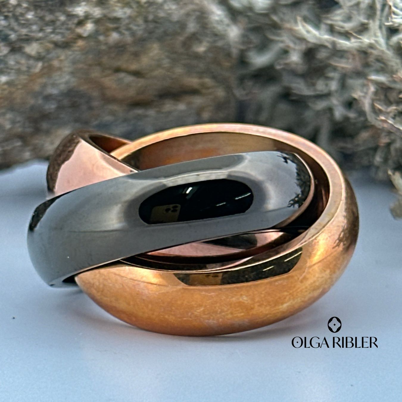 Olga Ribler Anelli: Edelstahl Wellen Ring 3color Grösse 62 – Nuovo (secondo la descrizione) da Luzern venduto da Schmuckoutlet 3