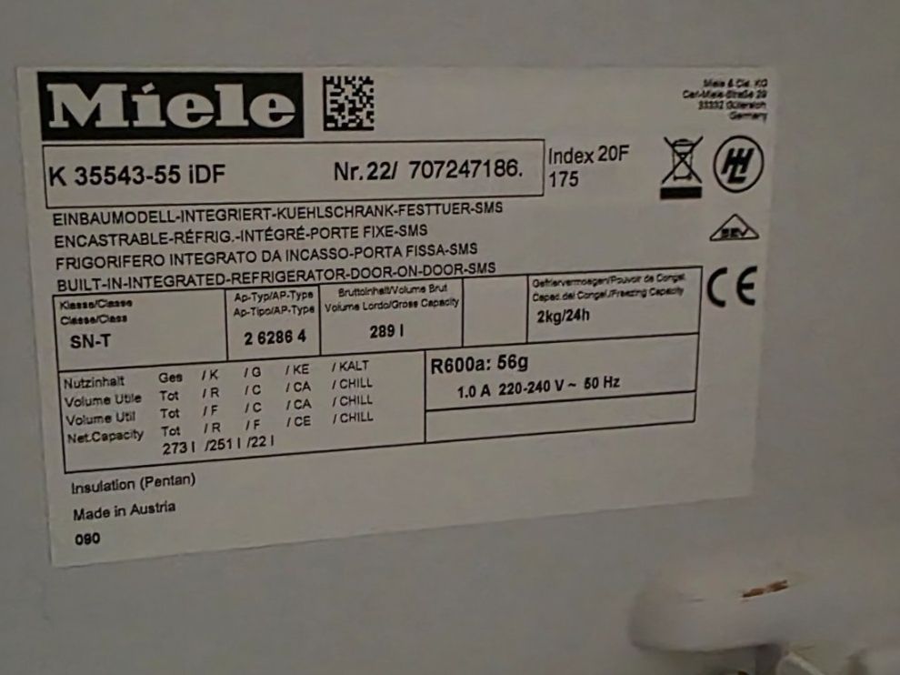 Miele Frigoriferi: Miele Kühlschrank K 35543-55 idf – Usato da Widnau venduto da B6X 3