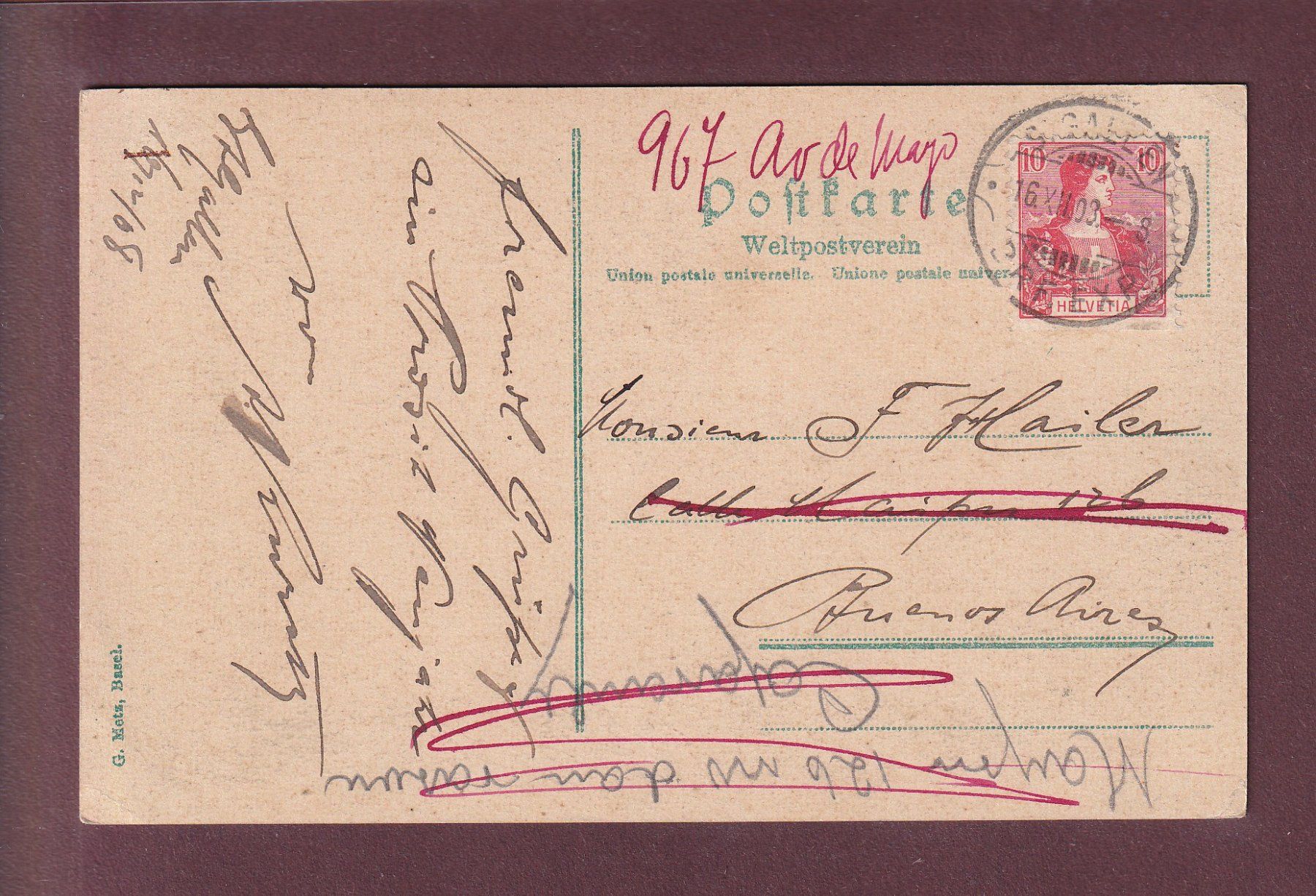 Cartoline postali: ST. GALLEN - Institut Dr. Schmidt - 1908 – Usato da Pully venduto da nicecards 1