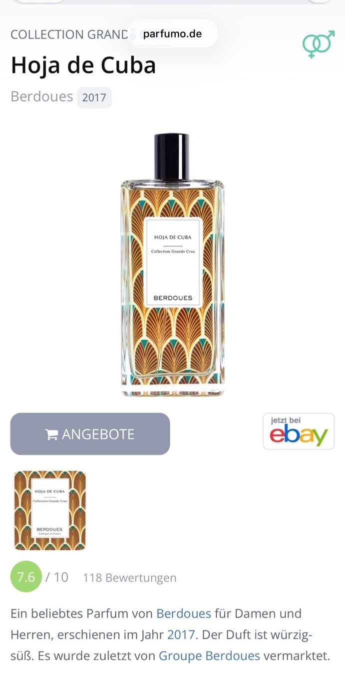 Profumi & Eau de Toilette: Berdoues HOJA DE CUBA Abfüllung 5ml.. – Nuovo e nell'imballaggio originale da Zürich venduto da deruja 4