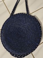 Tasche Handarbeit , dunkelblau rund
